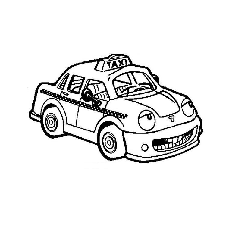 dessin coloriage taxi anglais