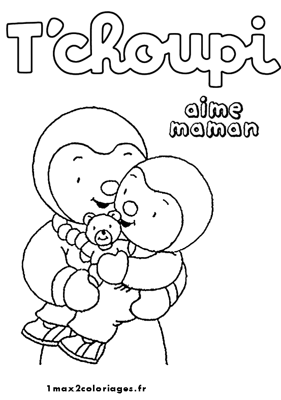 coloriage t'choupi et son cartable