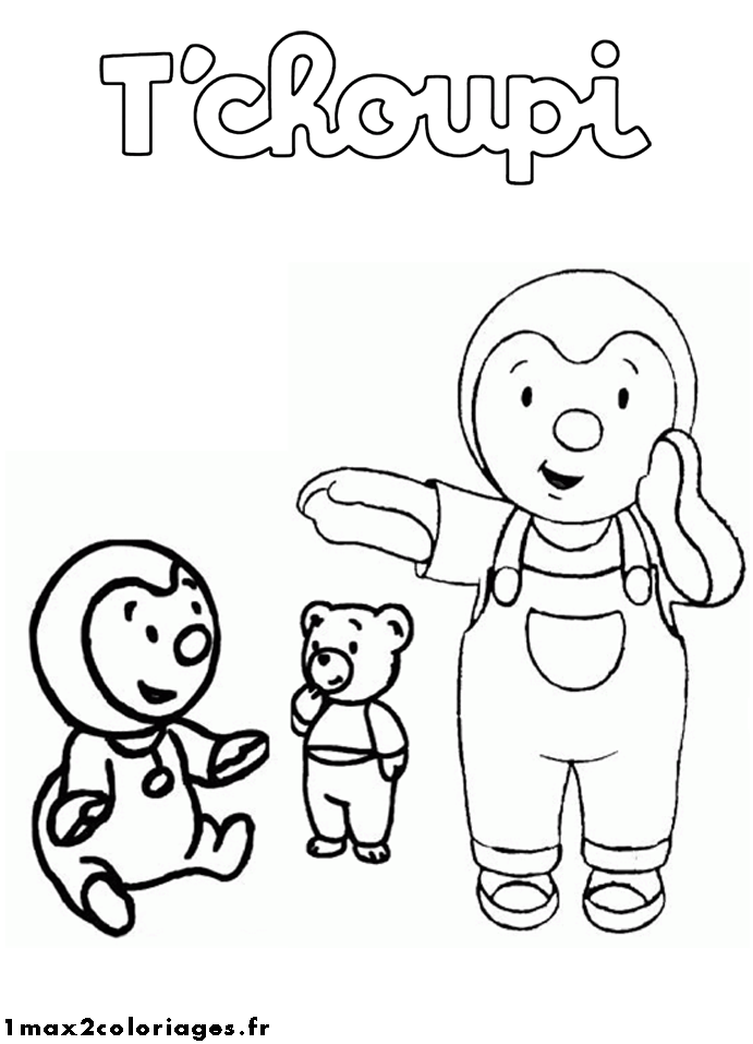 coloriage t choupi et son cartable