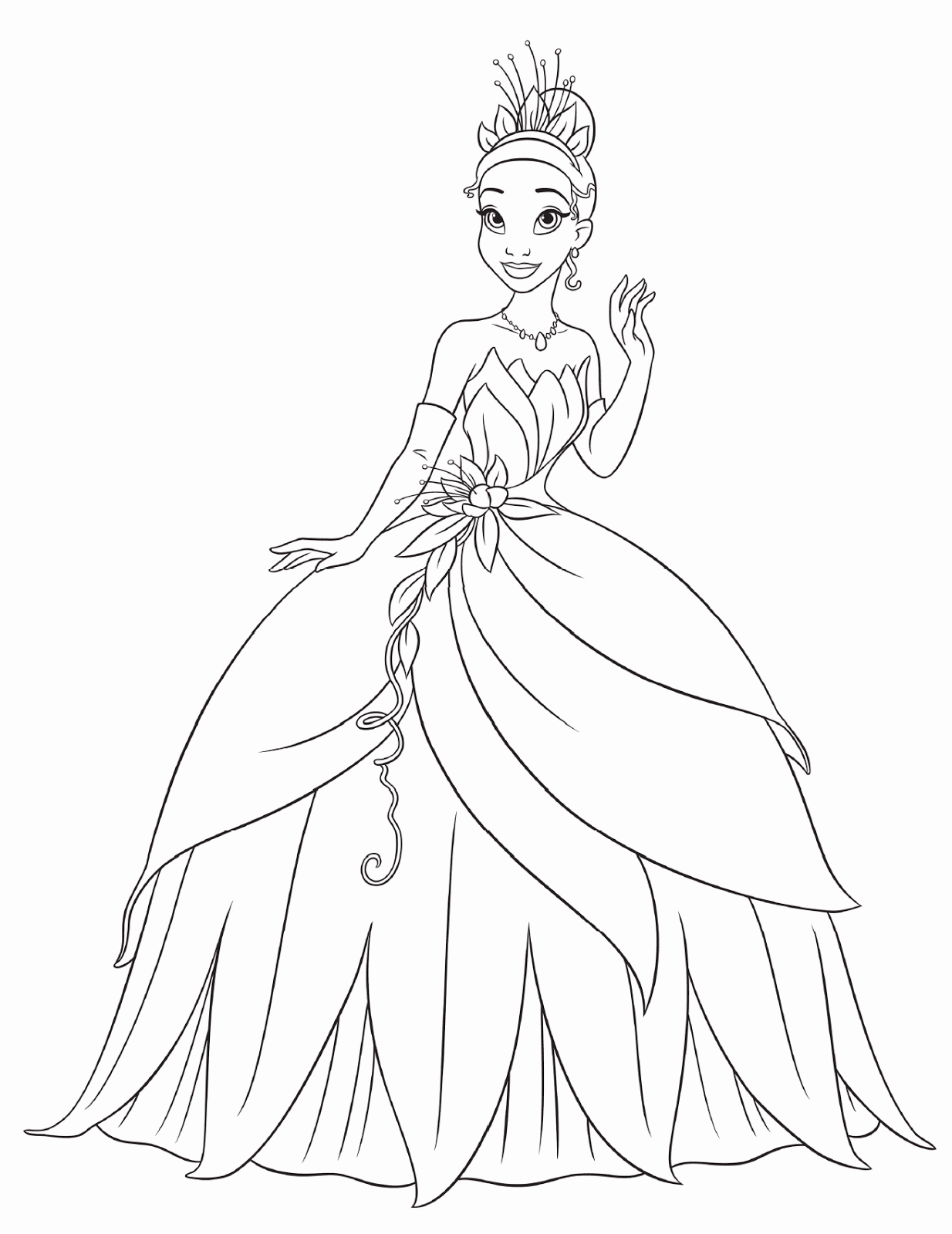 coloriage à dessiner tiana et naveen