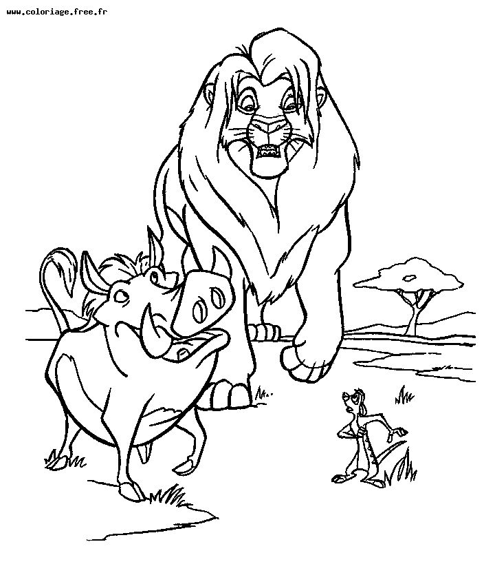 coloriage à dessiner timon et pumba a imprimer