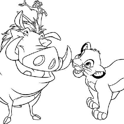 dessin à colorier timon et pumba