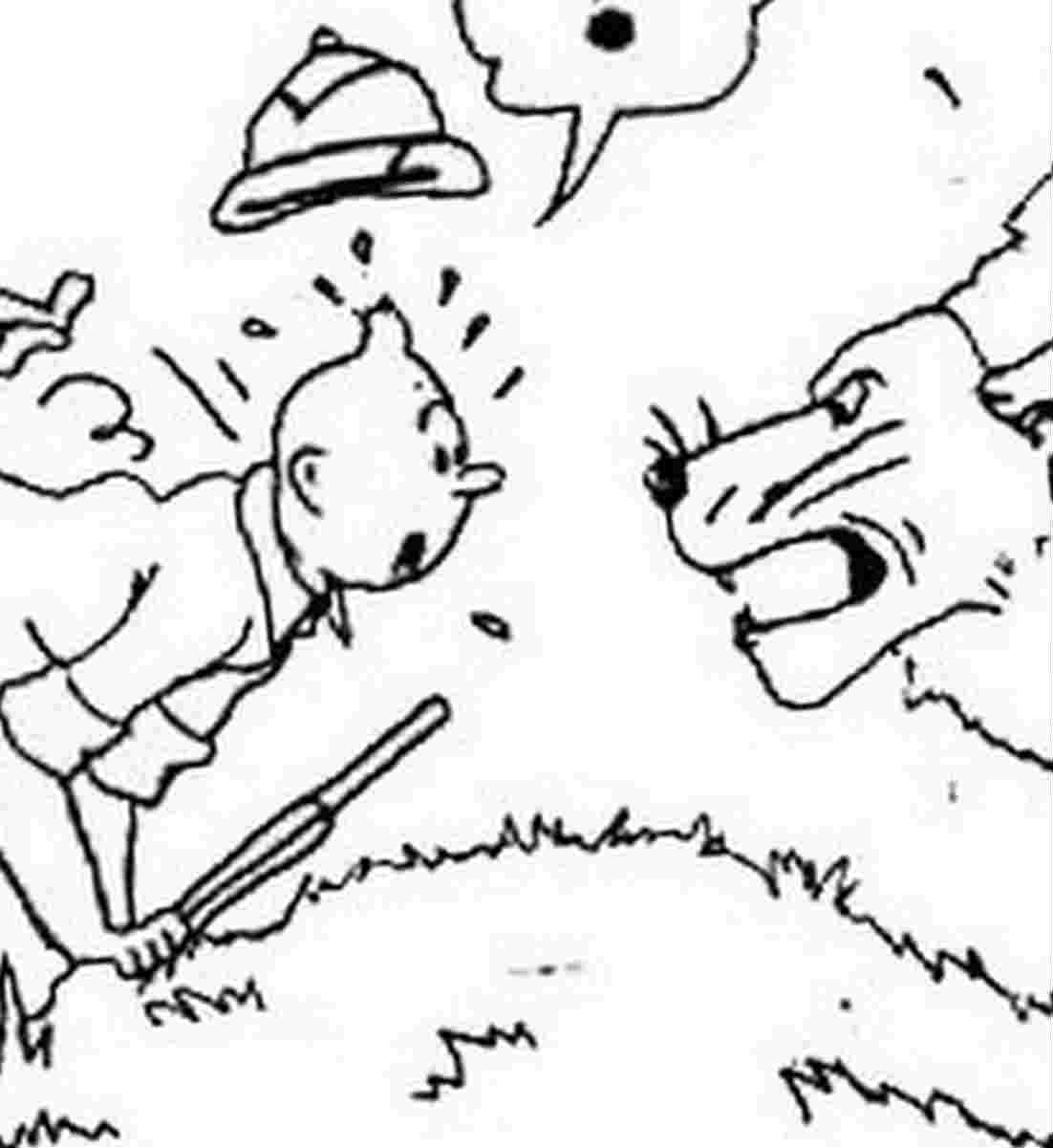 dessin  colorier de tintin et milou a imprimer gratuit