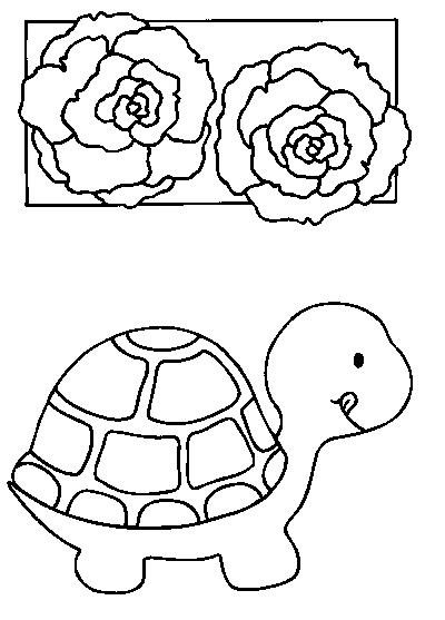dessin à colorier tortue rigolote