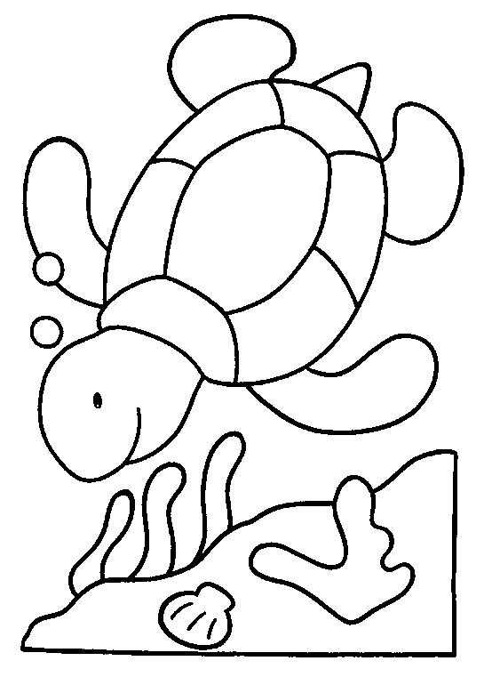 dessin à colorier d'une famille tortue