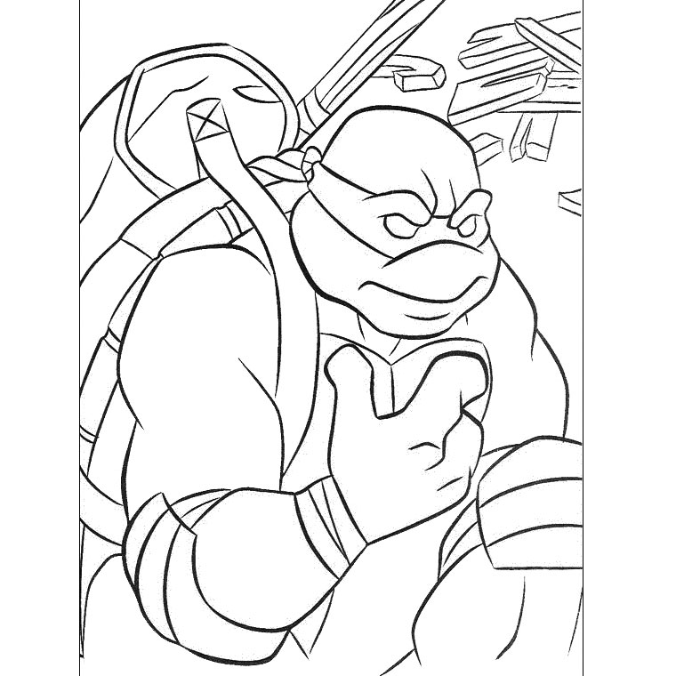 dessin à colorier tortue ninja michelangelo