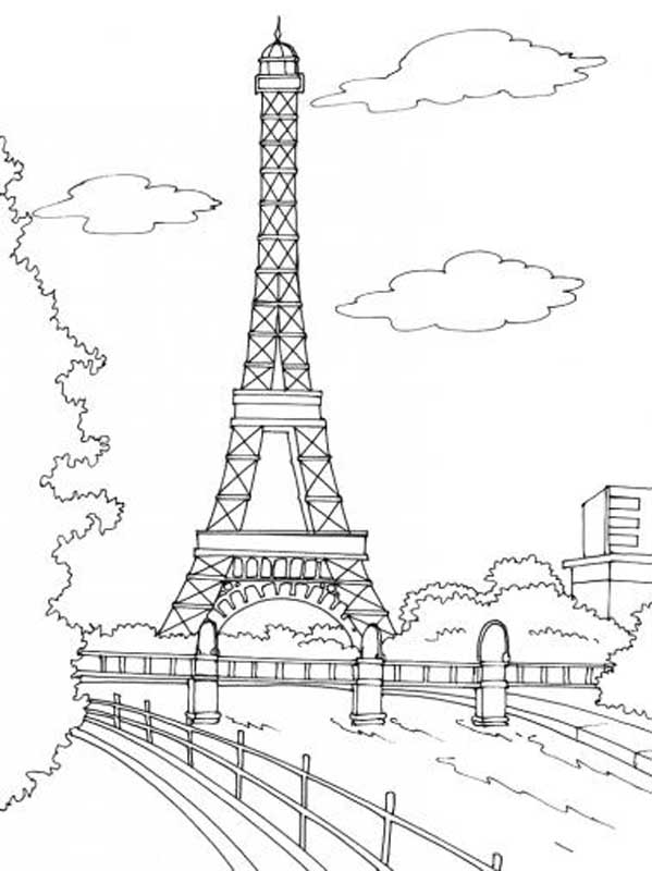 dessin à colorier tour eiffel imprimer gratuit