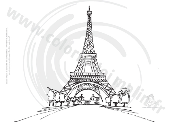 coloriage  dessiner sur la tour eiffel