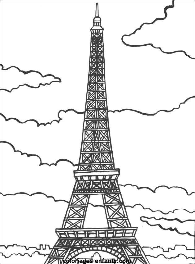 coloriage tour eiffel la nuit