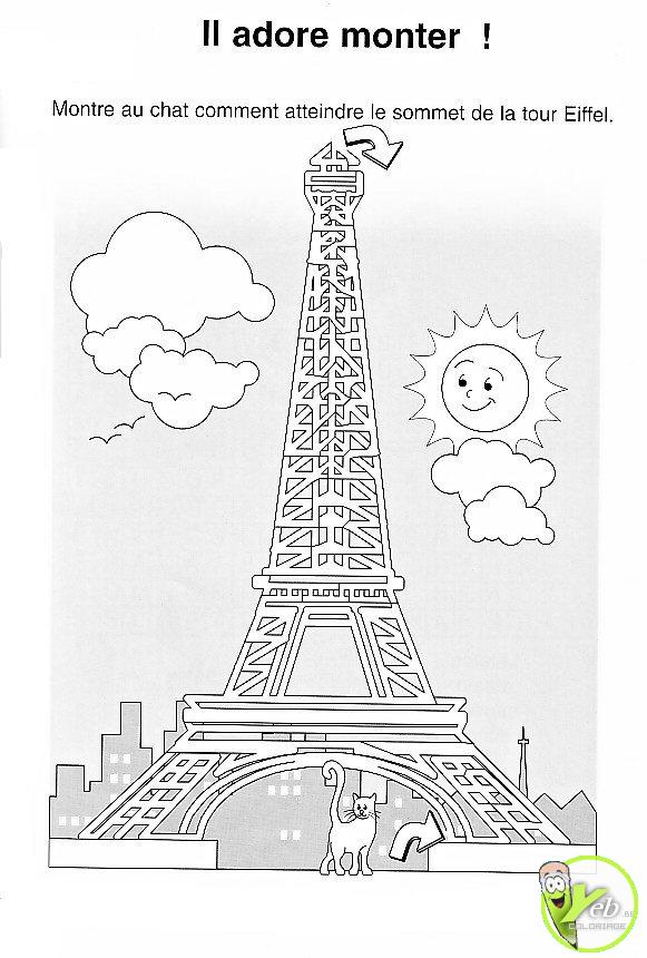 coloriage tour eiffel maternelle