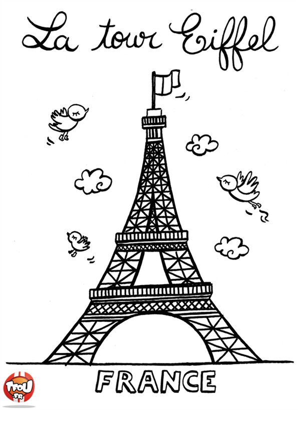 dessin à colorier tour eiffel à imprimer