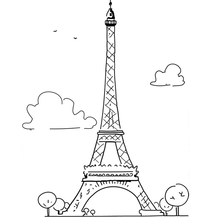 dessin  colorier de tour eiffel a colorier