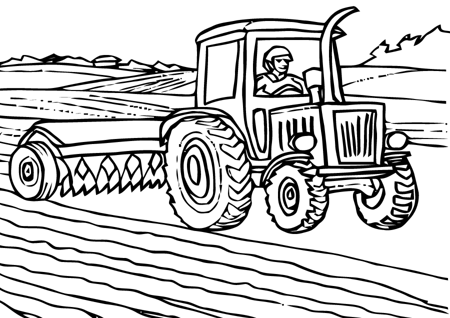 coloriage à dessiner de tracteur