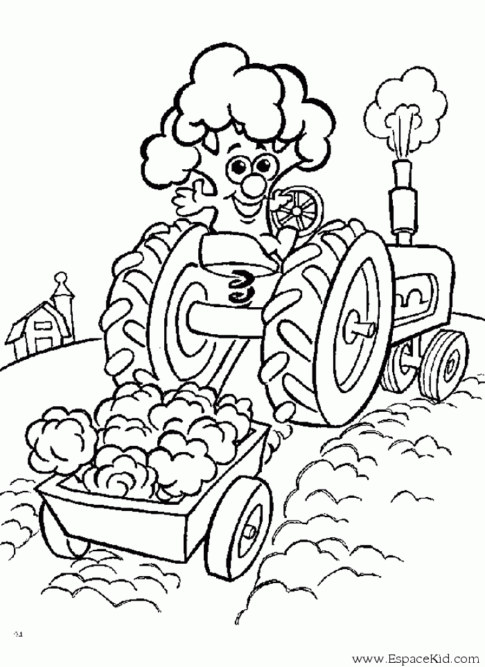 coloriage tracteur avec pelle et remorque