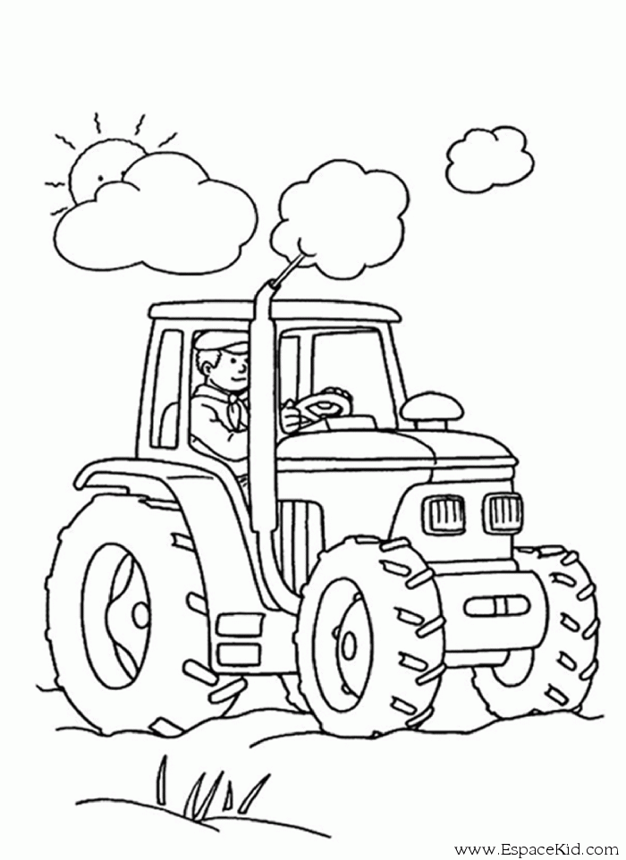 dessin tracteur remorque foin
