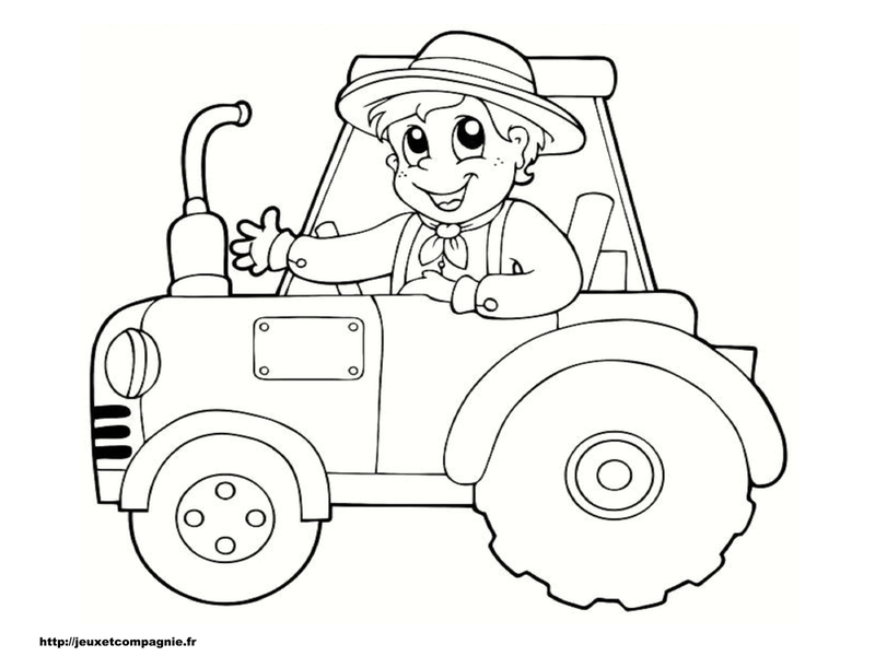 coloriage à dessiner de tracteur avec une benne