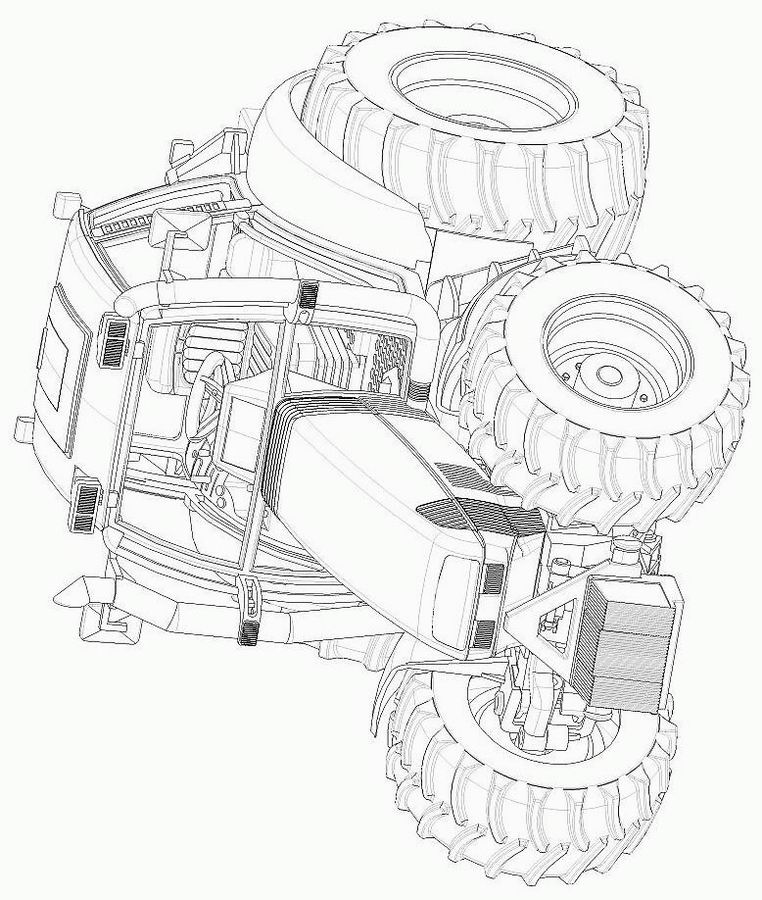 coloriage tracteur remorque à imprimer