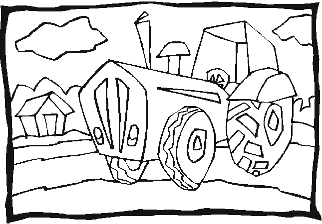 coloriage à dessiner tracteur remorque foin