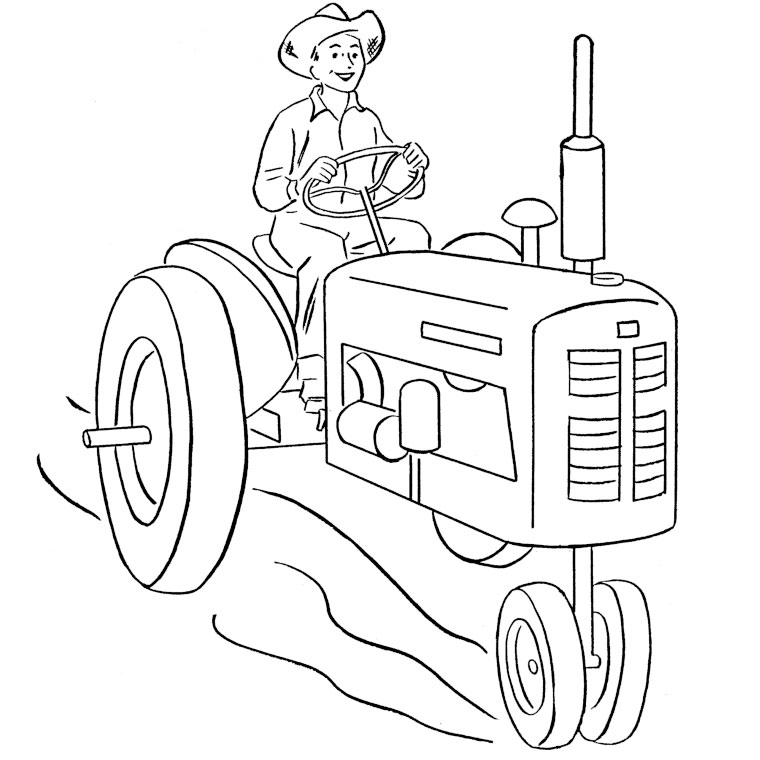 dessin à colorier tracteur avec charrue gratuit