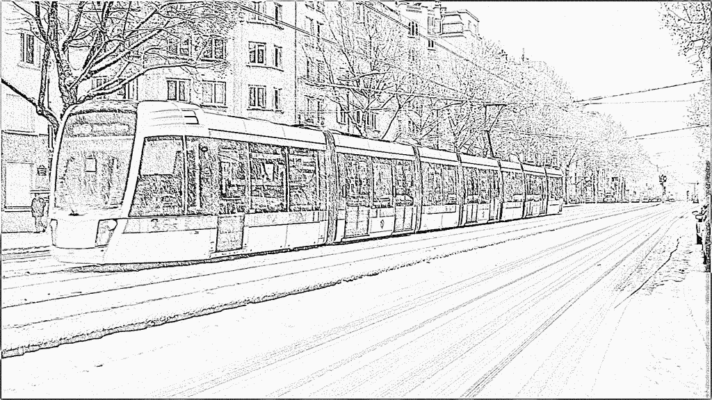 coloriage à dessiner tramway