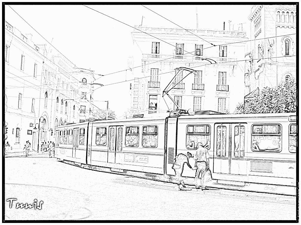 dessin à colorier de tram