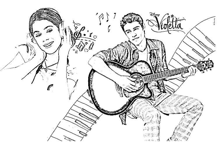 coloriage violetta leon