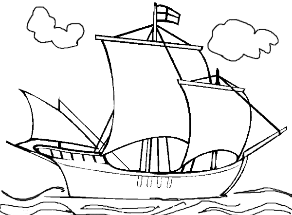 coloriage à dessiner d'un voilier