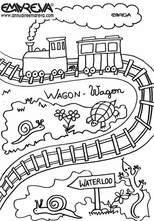 dessin à colorier train avec wagon