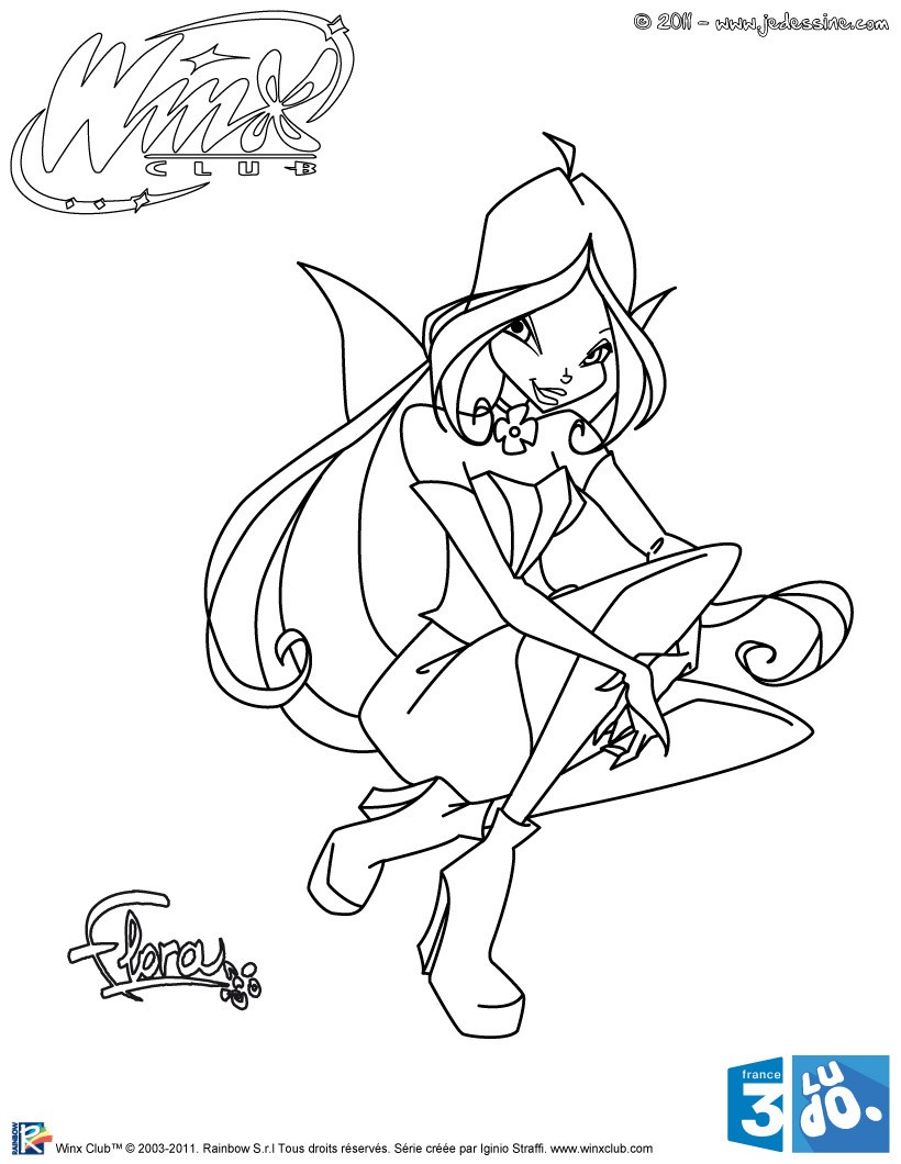 coloriage winx club flora