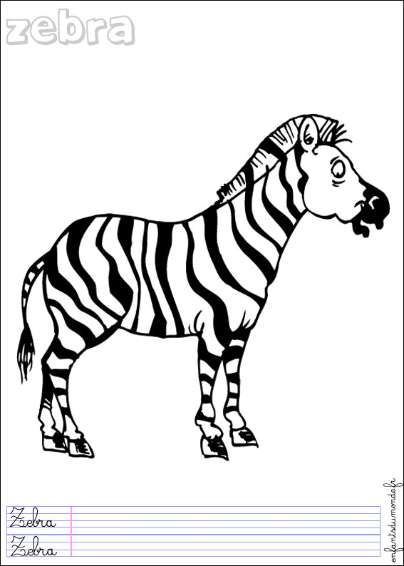 coloriage à dessiner zebre à imprimer