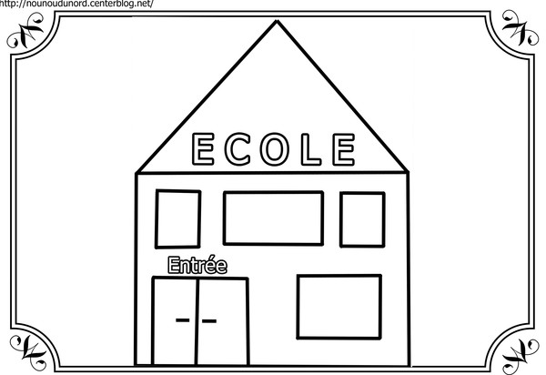 coloriage d'une école maternelle