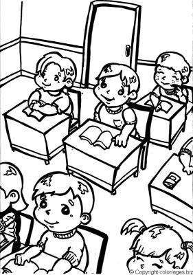 coloriage de classe d'école a imprimer